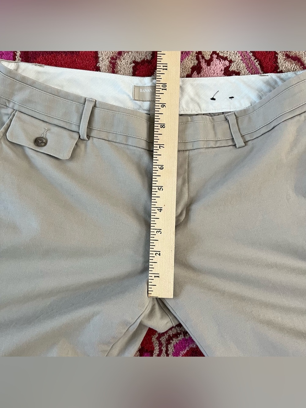 Banana Republic sz 10 Long Ryan Fit Khaki Pants Trousers Bootcut Beige Stretch - Picture 2 of 7